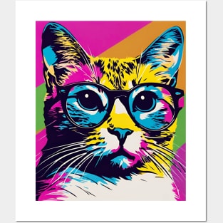 Cat With Glasses Posters and Art